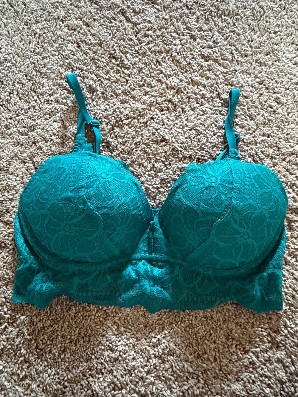 PINK Victoria's Secret Teal Lace Longline Push-Up Bra